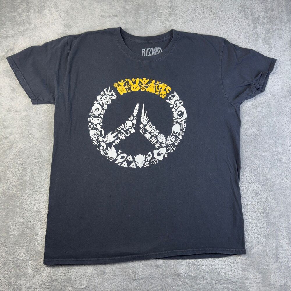 Blizzard Overwatch Shirt Adult Extra Large Black Think Geek Peace Sign Promo